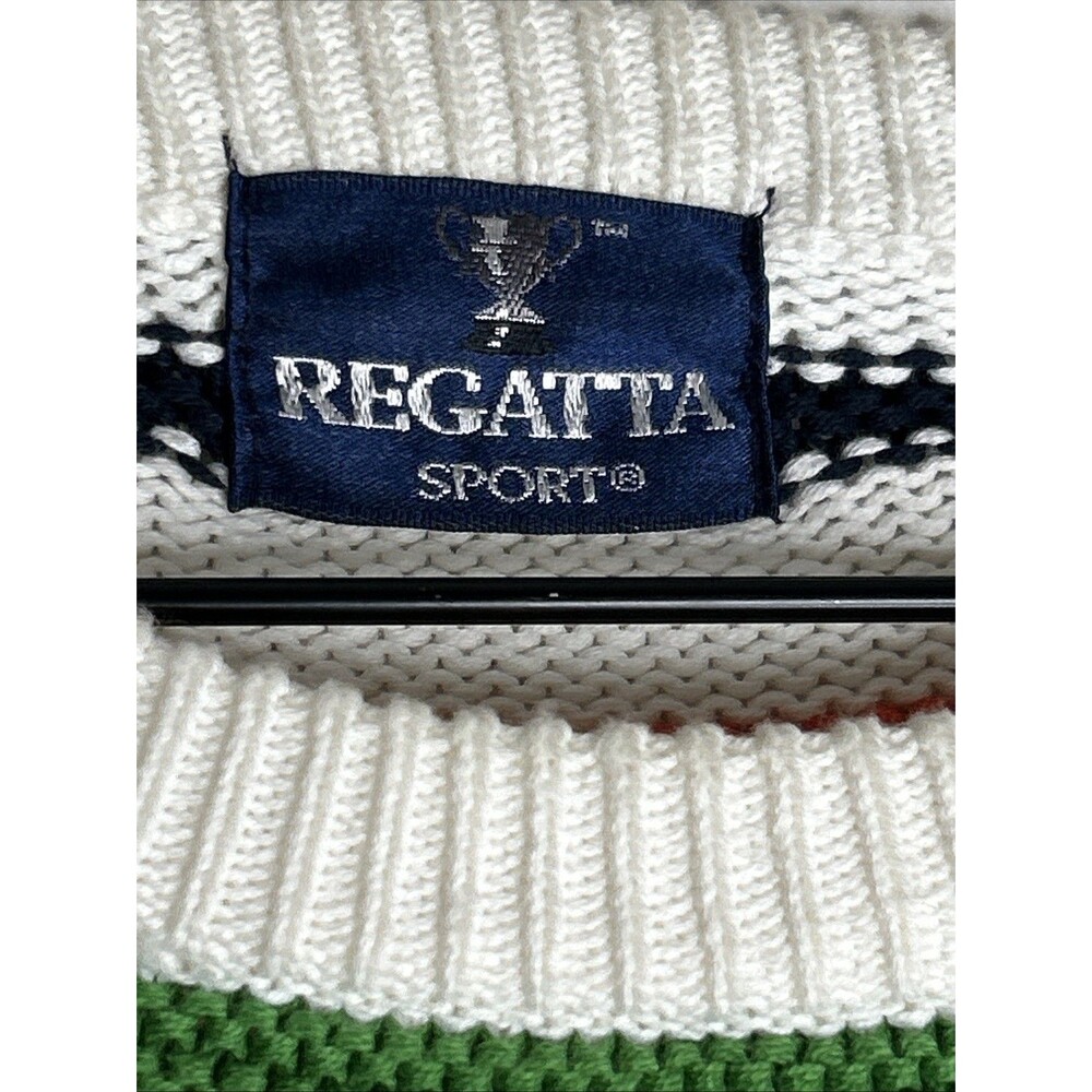 Vintage Regatta Sport Multicolor Striped Sweater Crew Neck Mens Large Nautical - Picture 2 of 4
